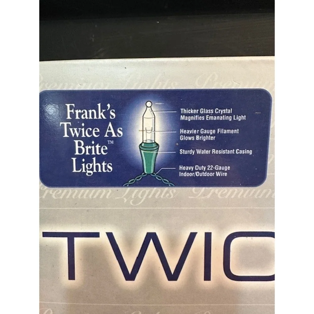 Frank's Twice‎ As Brite 105 Clear Christmas Lights Indoor Outdoor Green Cord